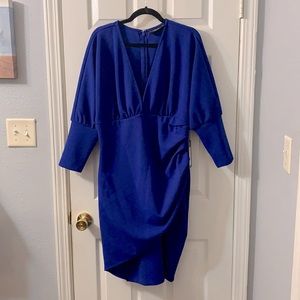 NY&C Royal Blue V-Neck Long Sleeve Dress Sz XL